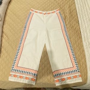Linen embroidered pants